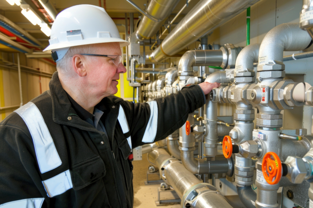 man observing advance valve technologty